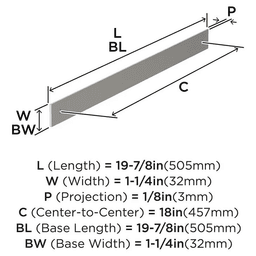 457mm Ladera Rectangle Appliance Pull Backplate, Satin Nickel Alt 1 - Image