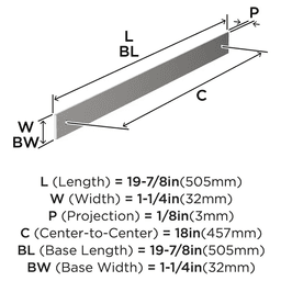 457mm Ladera Rectangle Appliance Pull Backplate, Polished Nickel Alt 1 - Image