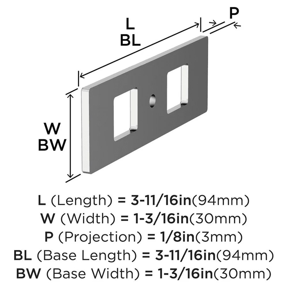 94mm Medora Rectangle Cabinet Knob Backplate, Polished Chrome Alt 1 - Image