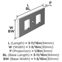 94mm Medora Rectangle Cabinet Knob Backplate, Polished Chrome Alt 1 - Image
