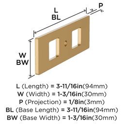 94mm Medora Rectangle Cabinet Knob Backplate, Champagne Bronze Alt 1 - Image