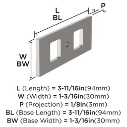 94mm Medora Rectangle Cabinet Knob Backplate, Satin Nickel Alt 1 - Image