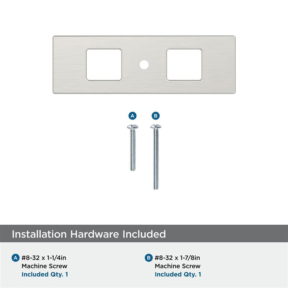 94mm Medora Rectangle Cabinet Knob Backplate, Satin Nickel Alt 2 - Image