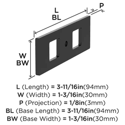 94mm Medora Rectangle Cabinet Knob Backplate, Matte Black Alt 1 - Image