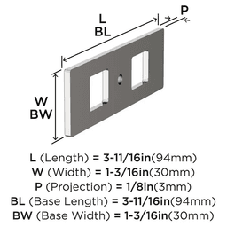 94mm Medora Rectangle Cabinet Knob Backplate, Polished Nickel Alt 1 - Image