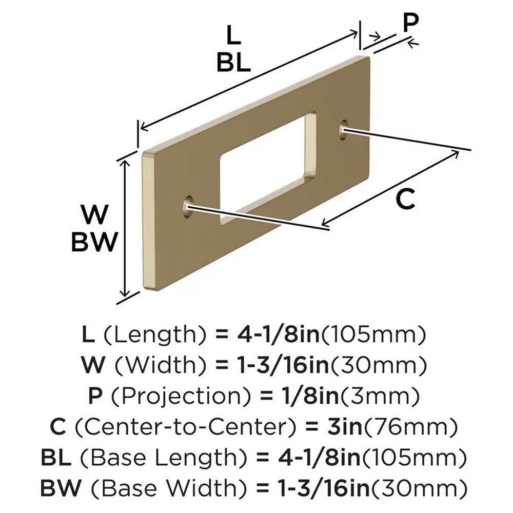 76mm Medora Rectangle Cabinet Pull Backplate, Golden Champagne Alt 1 - Image