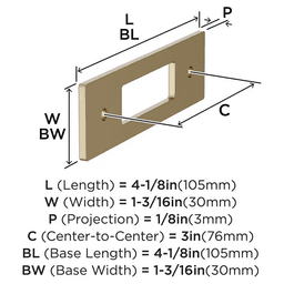 76mm Medora Rectangle Cabinet Pull Backplate, Golden Champagne Alt 1 - Image