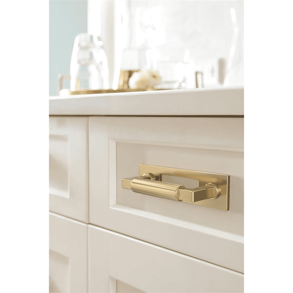 76mm Medora Rectangle Cabinet Pull Backplate, Golden Champagne Alt 3 - Image