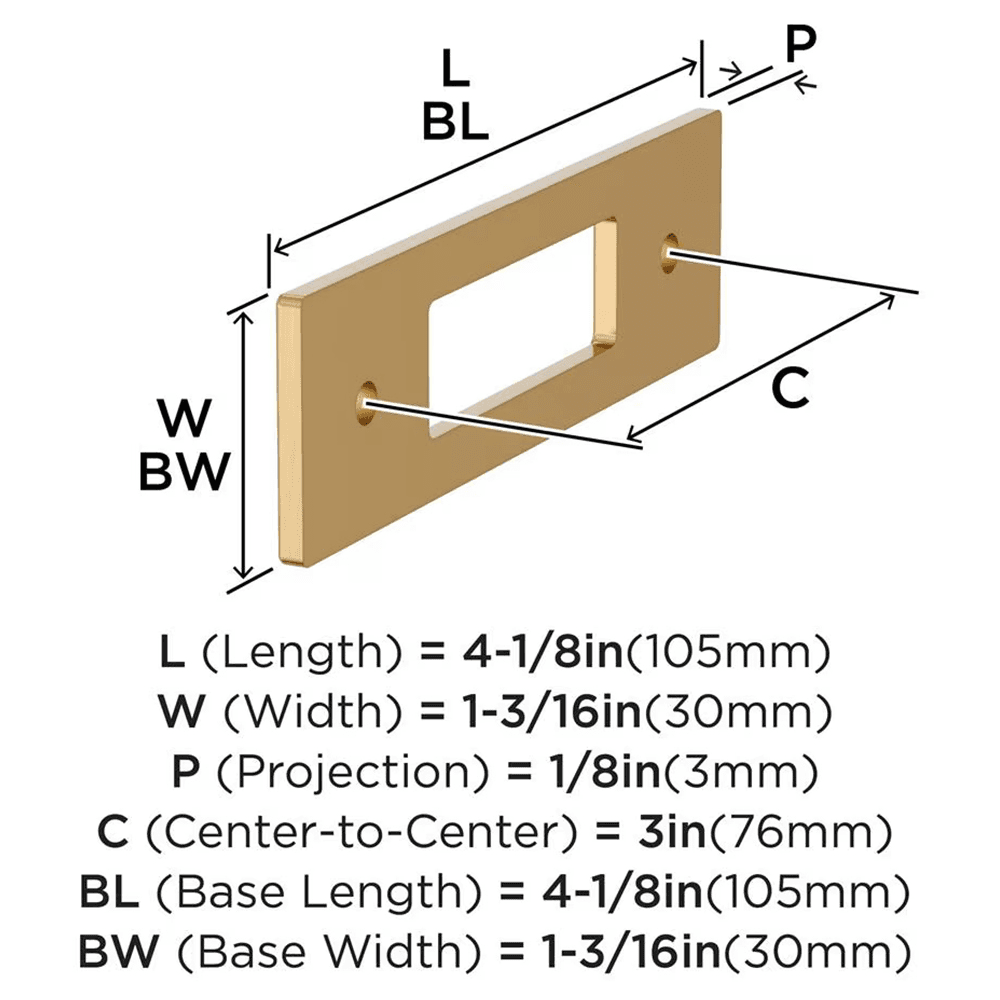 76mm Medora Rectangle Cabinet Pull Backplate, Champagne Bronze Alt 1 - Image