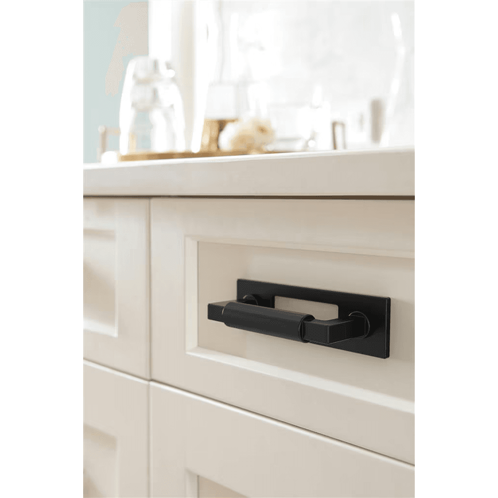 76mm Medora Rectangle Cabinet Pull Backplate, Matte Black Alt 3 - Image