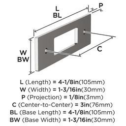 76mm Medora Rectangle Cabinet Pull Backplate, Polished Nickel Alt 1 - Image