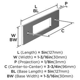 96mm Medora Rectangle Cabinet Pull Backplate, Polished Chrome Alt 1 - Image