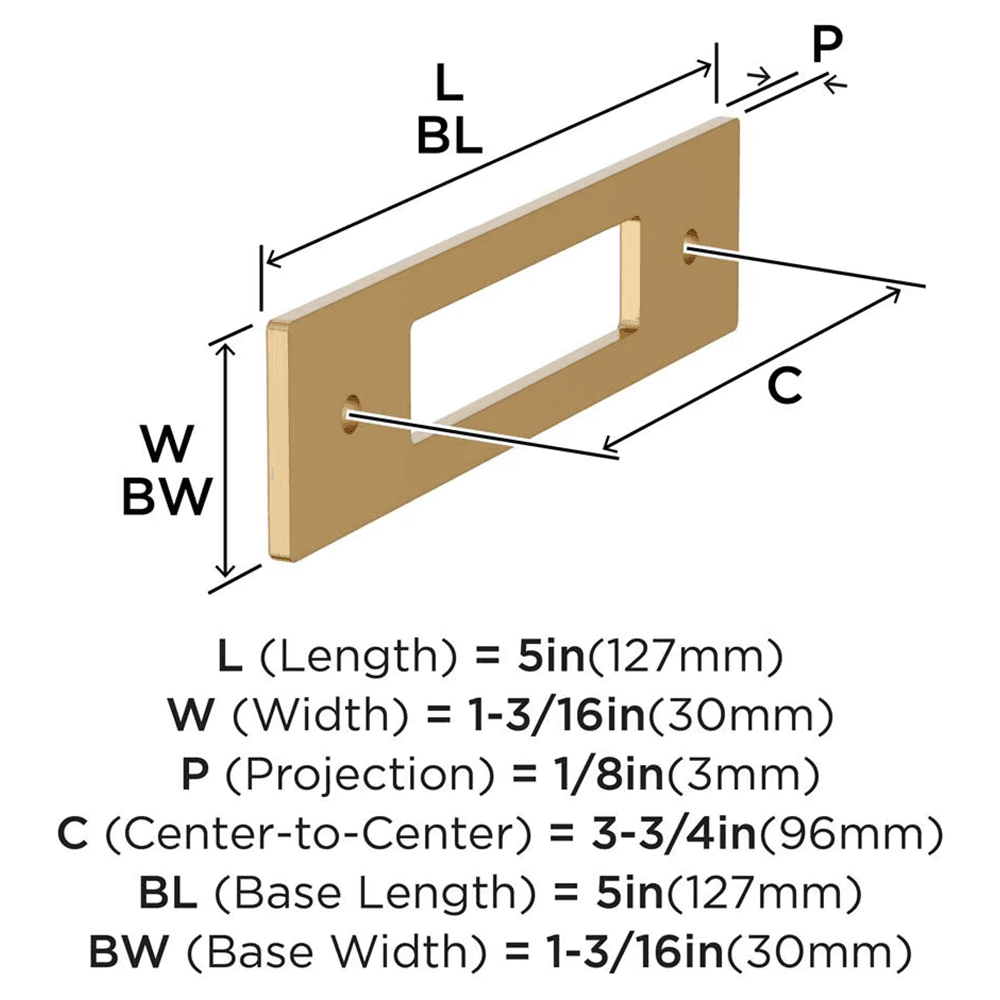 96mm Medora Rectangle Cabinet Pull Backplate, Champagne Bronze Alt 1 - Image