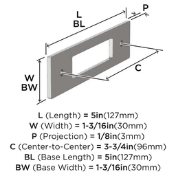 96mm Medora Rectangle Cabinet Pull Backplate, Satin Nickel Alt 1 - Image