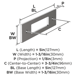 96mm Medora Rectangle Cabinet Pull Backplate, Polished Nickel Alt 1 - Image