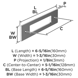 128mm Medora Rectangle Cabinet Pull Backplate, Polished Chrome Alt 1 - Image