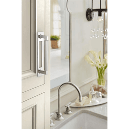 128mm Medora Rectangle Cabinet Pull Backplate, Polished Chrome Alt 3 - Image
