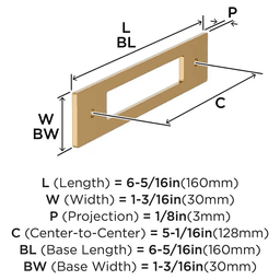 128mm Medora Rectangle Cabinet Pull Backplate, Champagne Bronze Alt 1 - Image