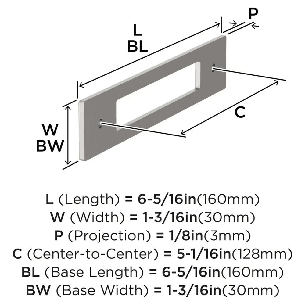 128mm Medora Rectangle Cabinet Pull Backplate, Satin Nickel Alt 1 - Image