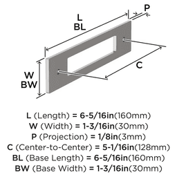 128mm Medora Rectangle Cabinet Pull Backplate, Satin Nickel Alt 1 - Image