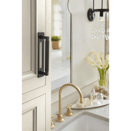 128mm Medora Rectangle Cabinet Pull Backplate, Matte Black Alt 3 - Image