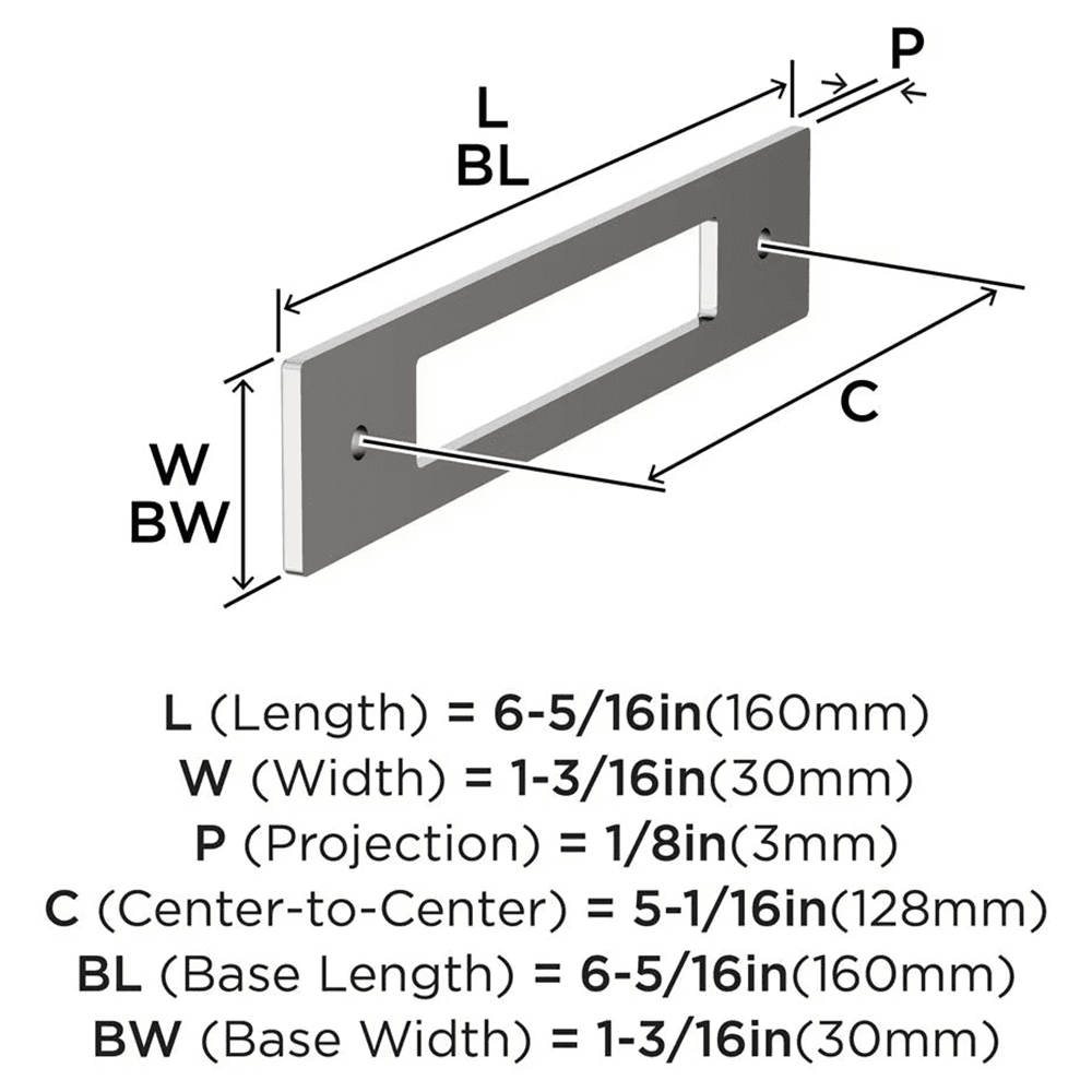 128mm Medora Rectangle Cabinet Pull Backplate, Polished Nickel Alt 1 - Image