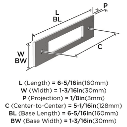 128mm Medora Rectangle Cabinet Pull Backplate, Polished Nickel Alt 1 - Image