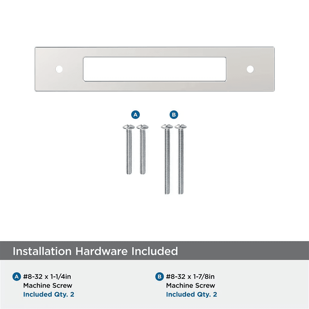 128mm Medora Rectangle Cabinet Pull Backplate, Polished Nickel Alt 2 - Image