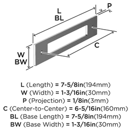 160mm Medora Rectangle Cabinet Pull Backplate, Polished Chrome Alt 1 - Image