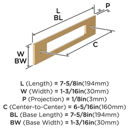 160mm Medora Rectangle Cabinet Pull Backplate, Champagne Bronze Alt 1 - Image