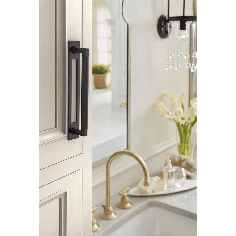160mm Medora Rectangle Cabinet Pull Backplate, Matte Black Alt 3 - Image