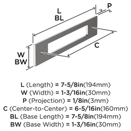 160mm Medora Rectangle Cabinet Pull Backplate, Polished Nickel Alt 1 - Image