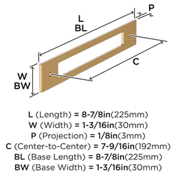 192mm Medora Rectangle Cabinet Pull Backplate, Champagne Bronze Alt 1 - Image