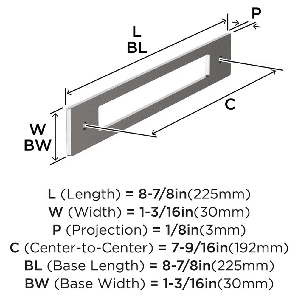 192mm Medora Rectangle Cabinet Pull Backplate, Polished Nickel Alt 1 - Image