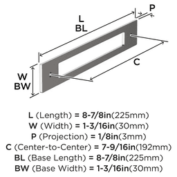 192mm Medora Rectangle Cabinet Pull Backplate, Polished Nickel Alt 1 - Image