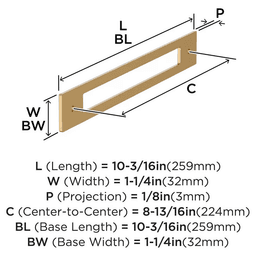 224mm Medora Rectangle Cabinet Pull Backplate, Champagne Bronze Alt 1 - Image