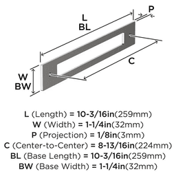 224mm Medora Rectangle Cabinet Pull Backplate, Polished Nickel Alt 1 - Image