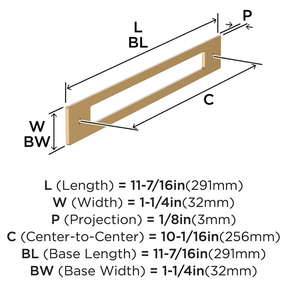 256mm Medora Rectangle Cabinet Pull Backplate, Champagne Bronze Alt 1 - Image