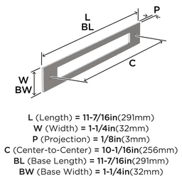 256mm Medora Rectangle Cabinet Pull Backplate, Satin Nickel Alt 1 - Image