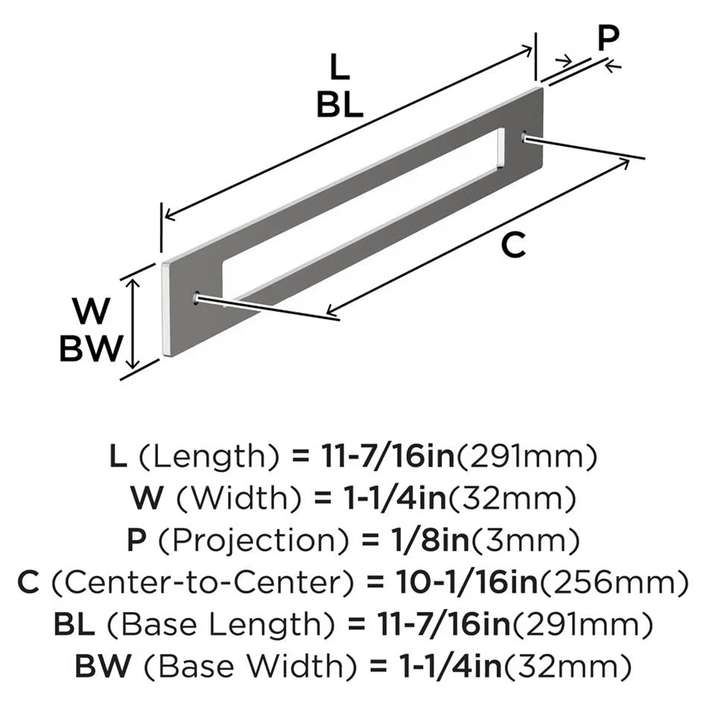 256mm Medora Rectangle Cabinet Pull Backplate, Polished Nickel Alt 1 - Image