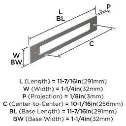 256mm Medora Rectangle Cabinet Pull Backplate, Polished Nickel Alt 1 - Image