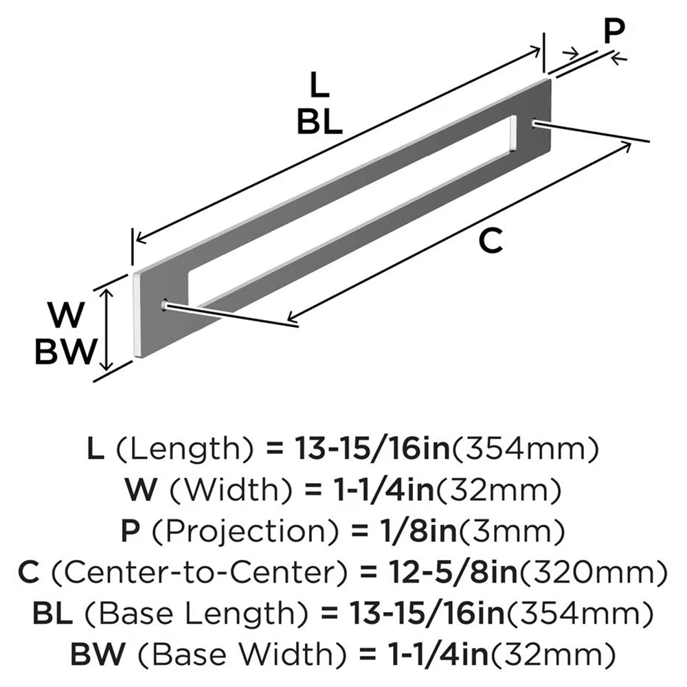 320mm Medora Rectangle Cabinet Pull Backplate, Polished Chrome Alt 1 - Image
