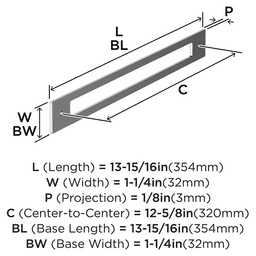 320mm Medora Rectangle Cabinet Pull Backplate, Polished Chrome Alt 1 - Image