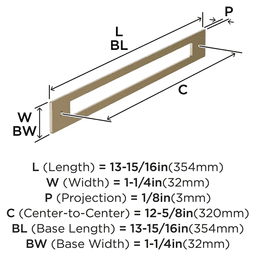 320mm Medora Rectangle Cabinet Pull Backplate, Golden Champagne Alt 1 - Image