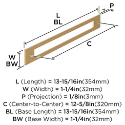 320mm Medora Rectangle Cabinet Pull Backplate, Champagne Bronze Alt 1 - Image