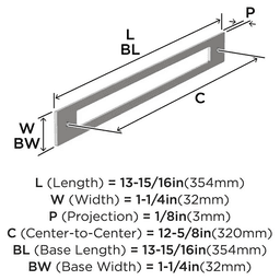 320mm Medora Rectangle Cabinet Pull Backplate, Satin Nickel Alt 1 - Image