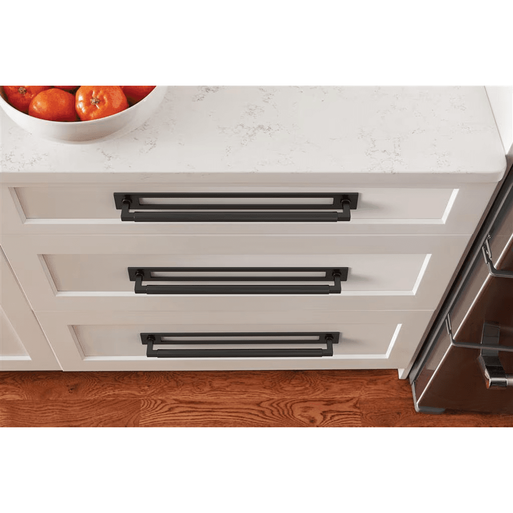 320mm Medora Rectangle Cabinet Pull Backplate, Matte Black Alt 3 - Image