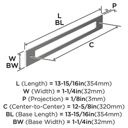 320mm Medora Rectangle Cabinet Pull Backplate, Polished Nickel Alt 1 - Image