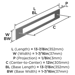 305mm Medora Rectangle Appliance Pull Backplate, Polished Chrome Alt 1 - Image