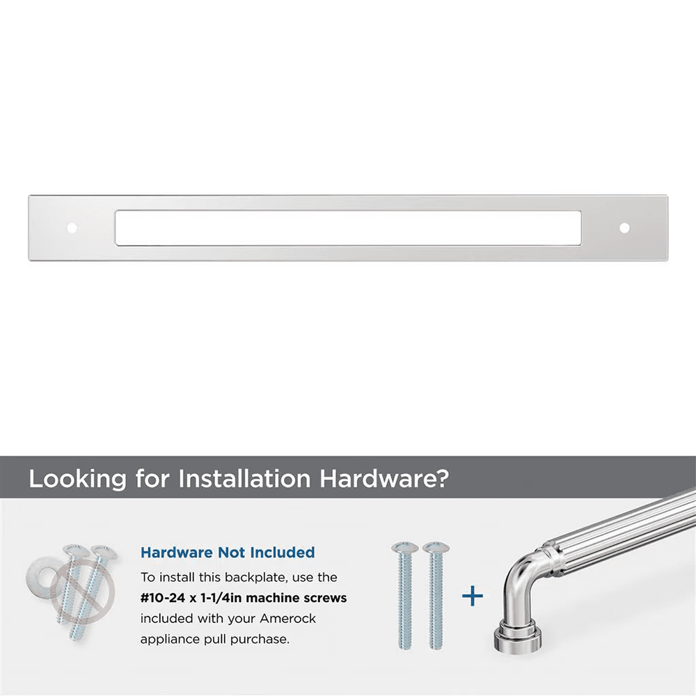 305mm Medora Rectangle Appliance Pull Backplate, Polished Chrome Alt 2 - Image